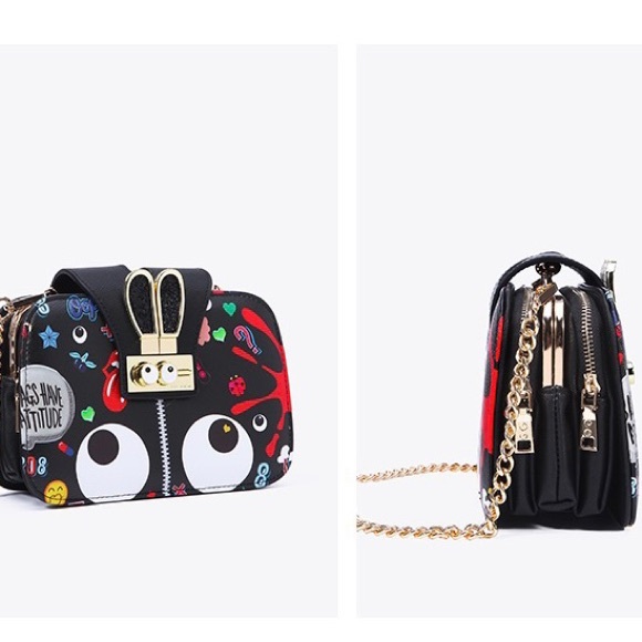 Crossbody Handbag with Clutch pocket - Black - Picture 12 of 15